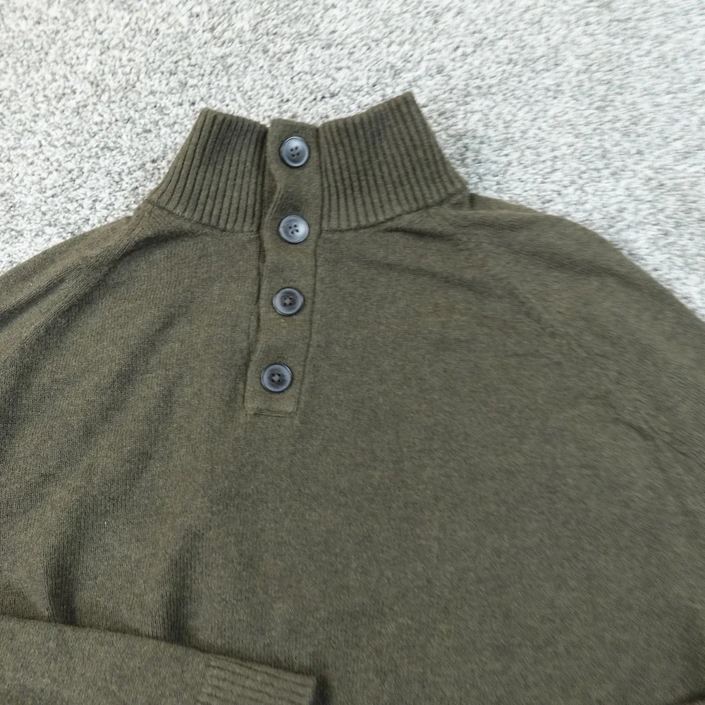 Banana Republic Sweater Mens XL Brown Henley Mock Neck Knit Pullover Wool Blend